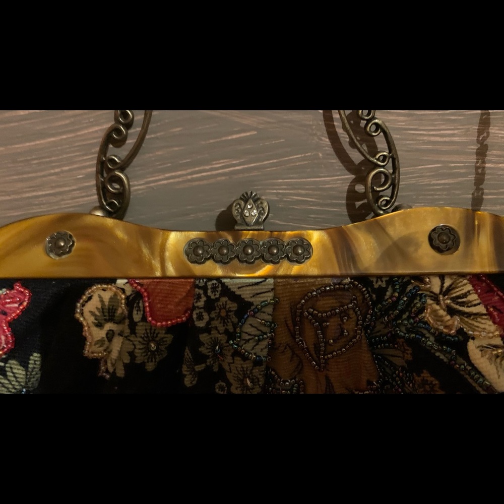 Vintage floral tapestry clutch
